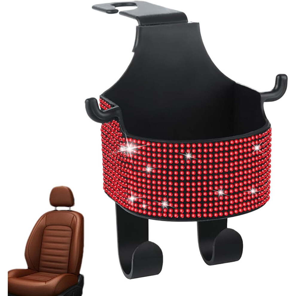 (Red) Back Seat Cup Holder with Hooks | Vehicle Drink Cup Holder Organizer - Back Seat Car Organizer Holder with Car Hook for car, SUVs, RVs, Trucks