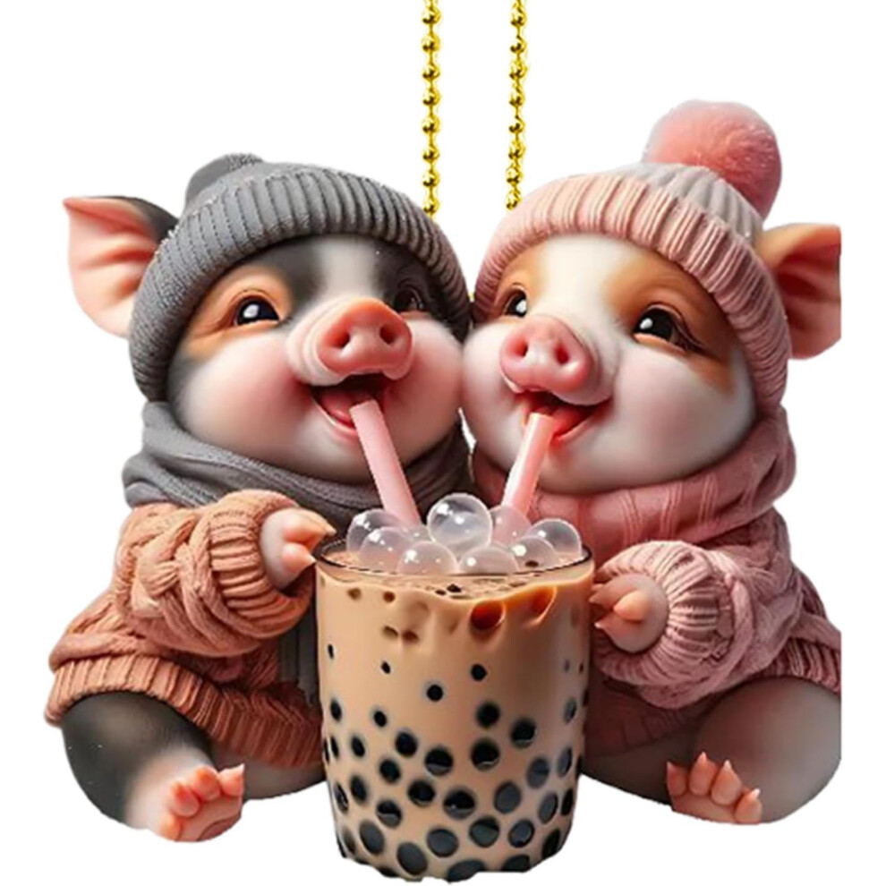(B) Swing Hog Pendant,Lucky Hog Accessories Ornament - Acrylic 2D Funny Hog Christmas Tree Pendant For Kids Women For Car,Home