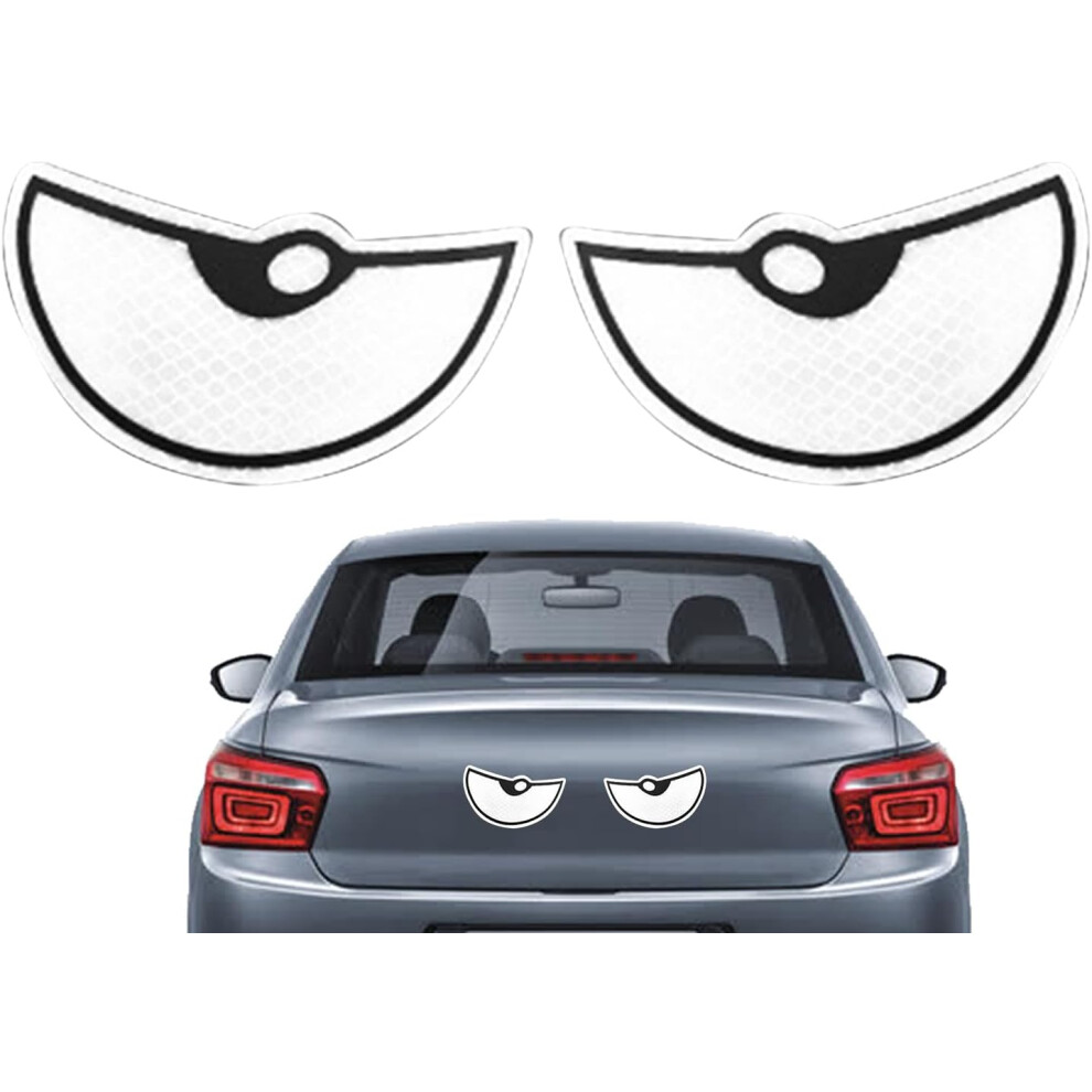 (White) Reflective Stickers For Car - Vehicle Reflector,Car Stickers Eye Night Safety Driving Reflective Cute Caution Decal For Bumpers Window White