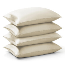 (Pack of 4 (2 Pair), Ivory) Satin Silk Pillowcase For Hair & Skin Luxury Soft Pillow Cases Coves 2, 4-Pack