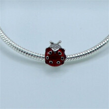 S925 Sterling Silver Ladybug Charm Beads Pandora Style