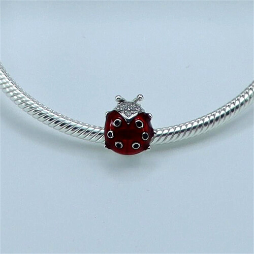 S925 Sterling Silver Ladybug Charm Beads Pandora Style