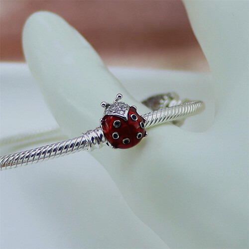 S925 Sterling Silver Ladybug Charm Beads Pandora Style 1