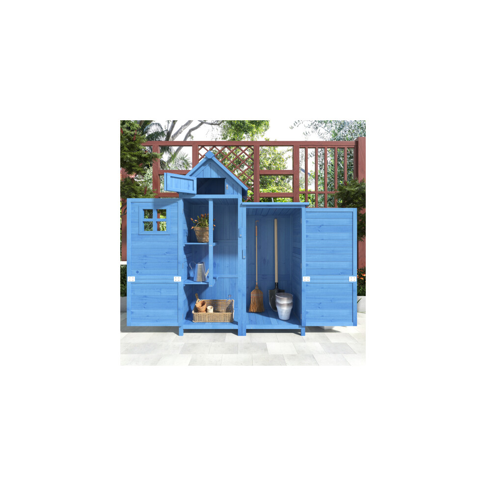 Garden Cupboard Tool Shed, PVC Roof, Blue 118x54x173 cm