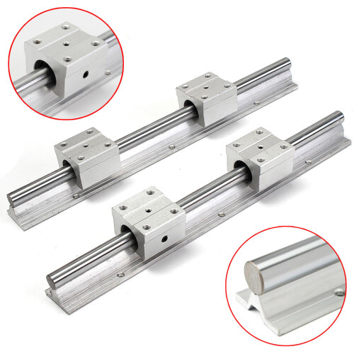 2pcs 400mm Linear Rail Fully Supported Shaft Rod With 4pcs SBR12UU Blocks Lathe Tool 2
