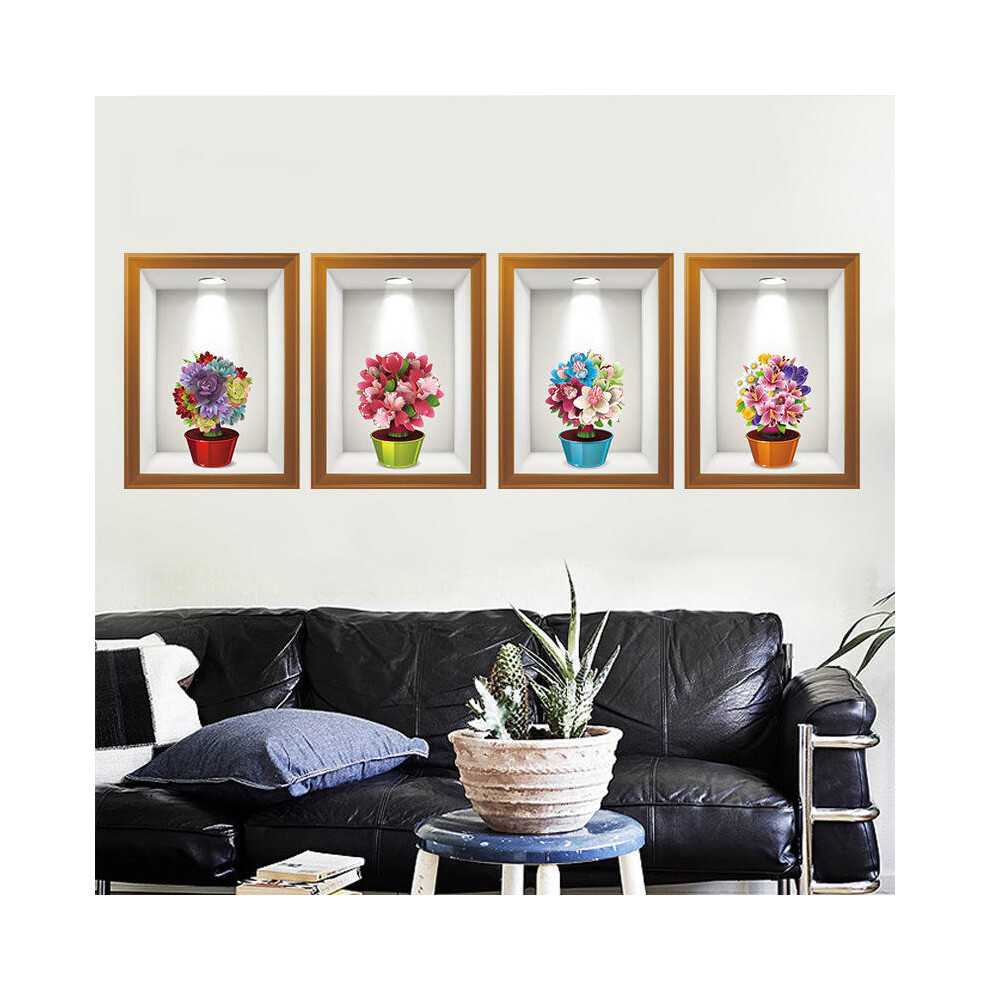 Flowers 3d Frame Creative Wall Stickers Background European Three - Dimensional Wall Stickers