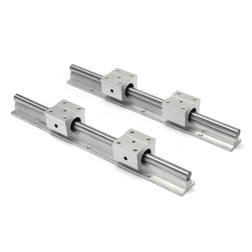 2pcs 400mm Linear Rail Fully Supported Shaft Rod With 4pcs SBR12UU Blocks Lathe Tool 1