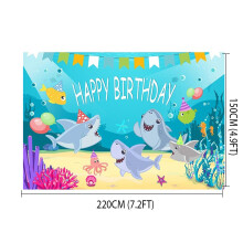 (M) Shark Photography Backdrop Baby Shower Party Birthday Ocean Sea Background Party Decorations