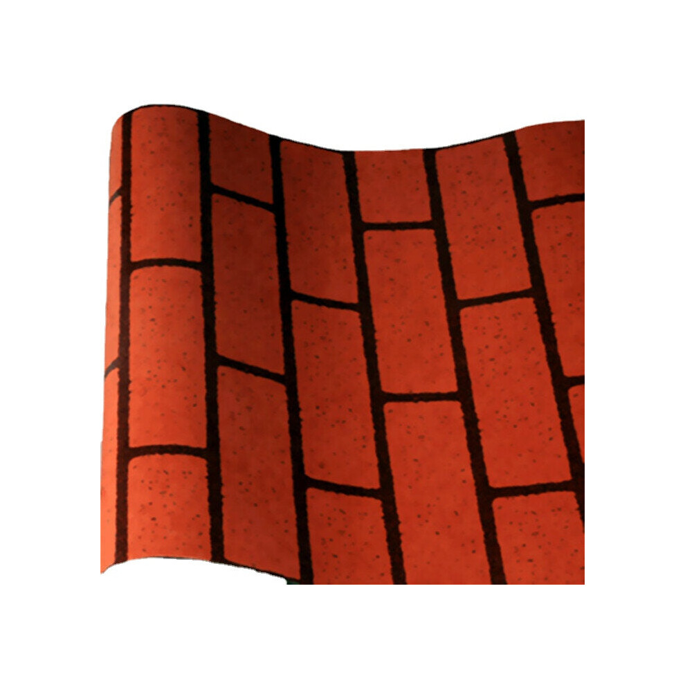 (Red) 10m Vintage 3D Effect Natural Embossed Stack Stone Brick Tile Vinyl Wallpaper Home Wall Decor