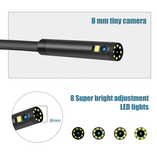 (2M) Micro USB Borescope Inspection Camera Digital Screen Display HD 1080P Dual Camera Borescope Support TF Card Soft Wire8mm 2