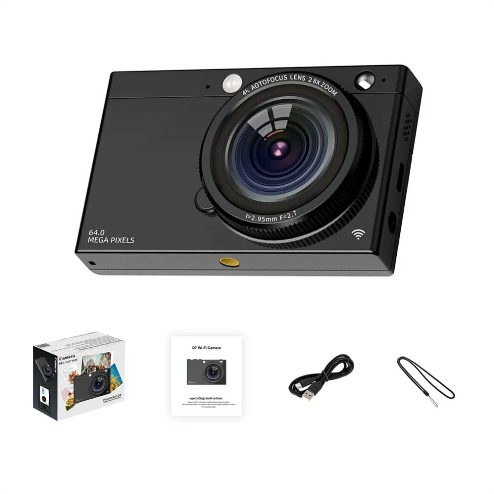 (Black) 4K Digital Camera 2.83 Inch IPS Display Screen 28X Optical Zoom Portable Vlogging Camera for Beginner Photography HD Video Recording