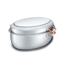 CONCORD Premium 12 Quart Stainless Steel Roasting Pan with Hangable Rack. Oval Turkey Roaster with Griddle Lid Multi-use Cookware