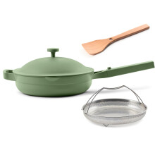 Our Place 26,7 cm gro   e, antihaftbeschichtete Bratpfanne aus Keramik, giftfrei, mit Edelstahlgriff, ofenfest     Salbeigr   n