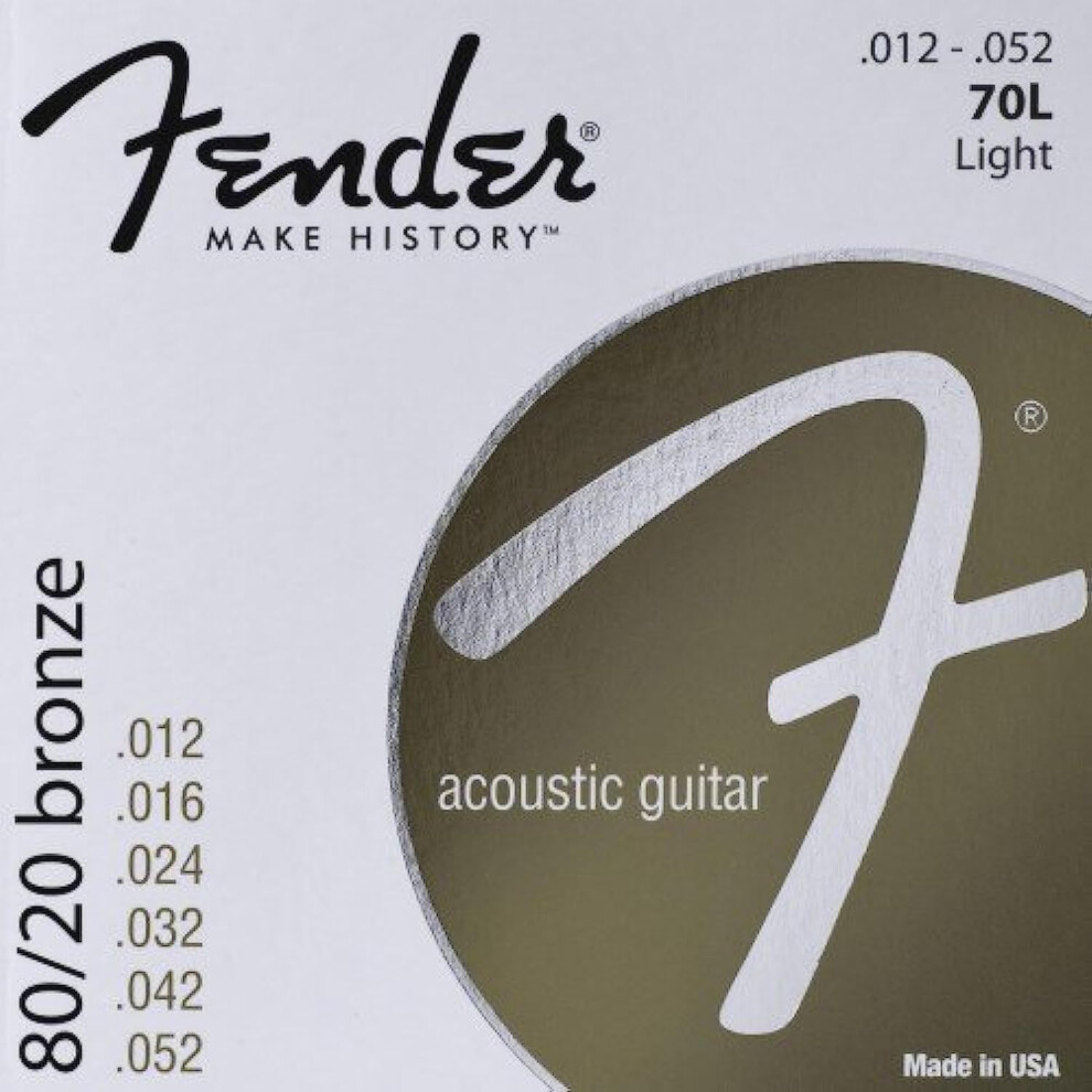 Fender 70L 80/20 Bronze Ball End 12-52 Acoustic Guitar Strings