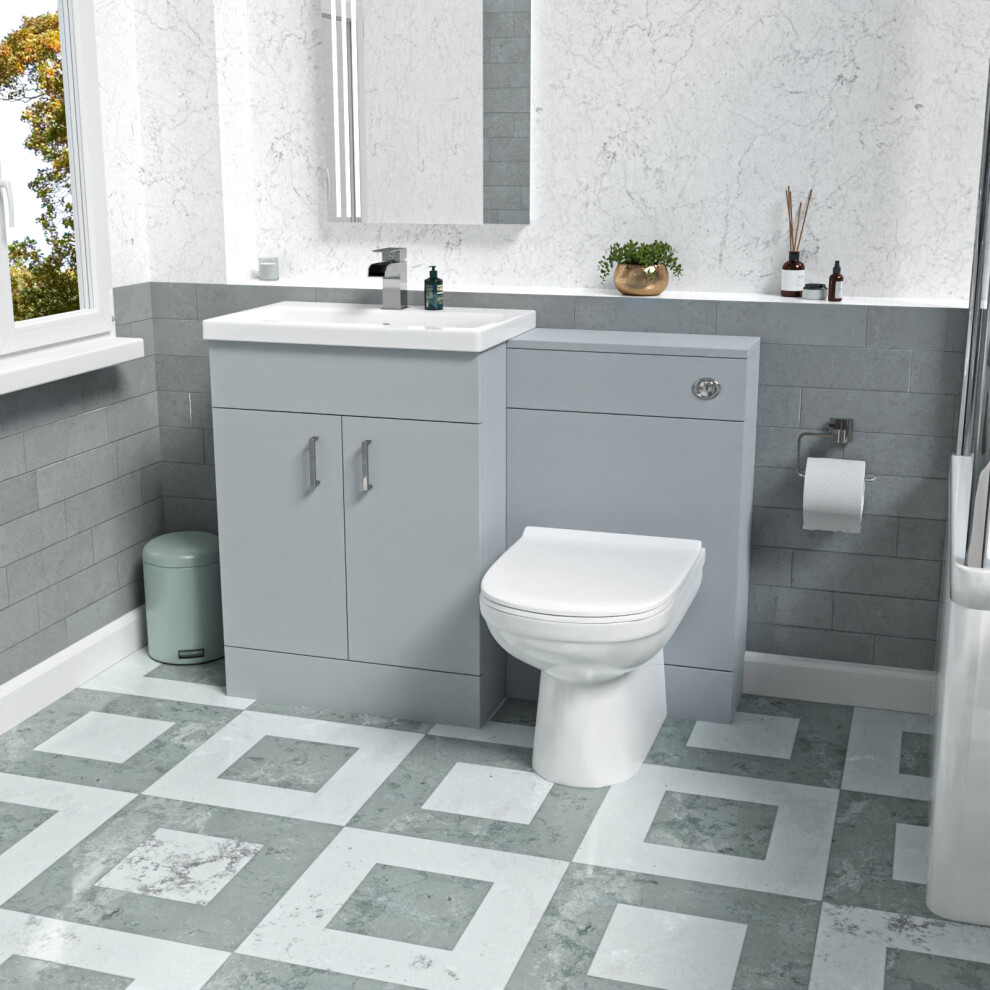Nes Home Matte 1100Mm Vanity Basin Unit & Wc Unit & Btw Toilet Pan Grey