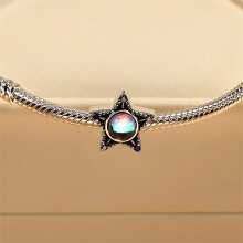 S925 Sterling Silver Blue Moon Zircon Star Beads Pandora Style