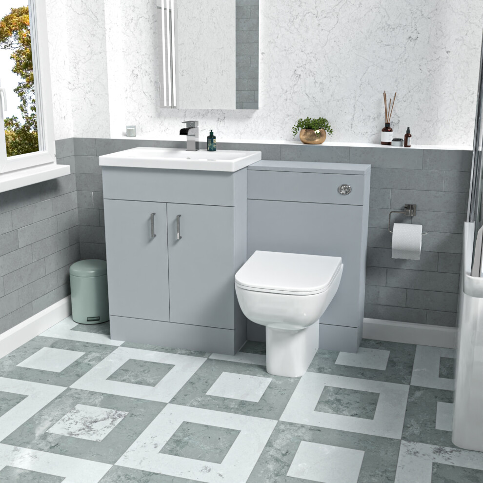 Nes Home Matte 1100Mm Freestanding Basin Wc Vanity & Rimless Btw Toilet Grey