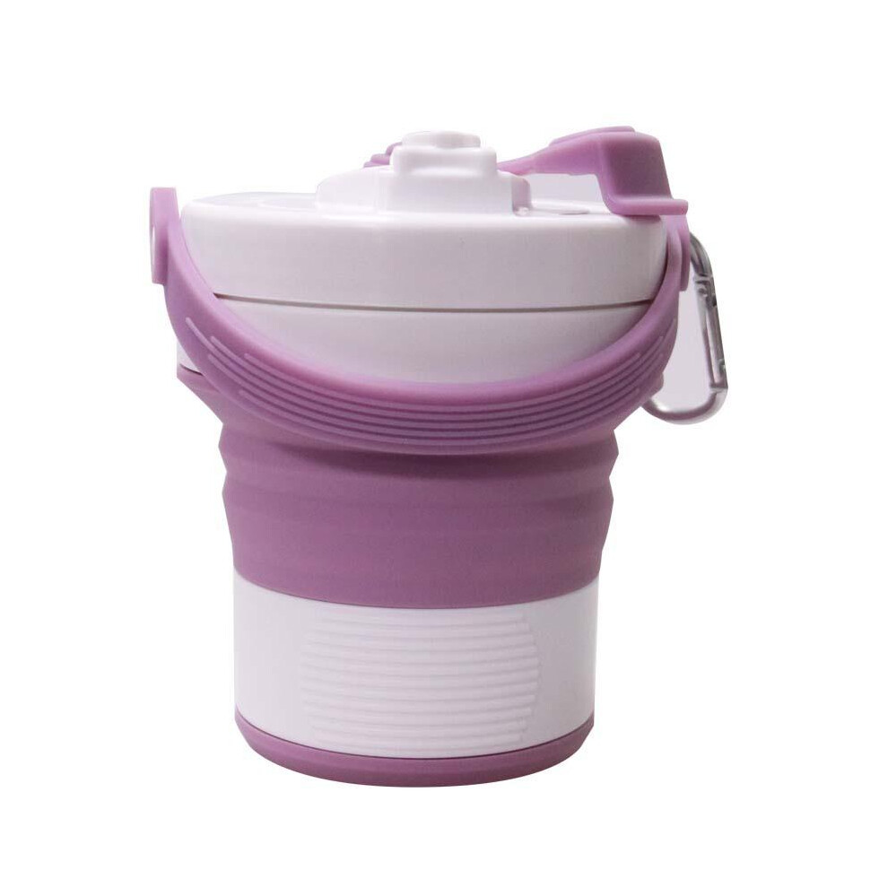 (Pink) Silicone Folding Coffee Cup Sports Cup Travel Cup Office Retractable Cup with Straw