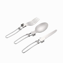 3 Pcs Tableware Set Stainless Steel Knife Fork Spoon Dinnerware Set Portable Outdoor Camping Picnic with Storage Bag