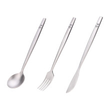 (Fork) Dinnerware Knife Fork Spoon Titanium Portable Tableware Outdoor Camping Picnic Travel