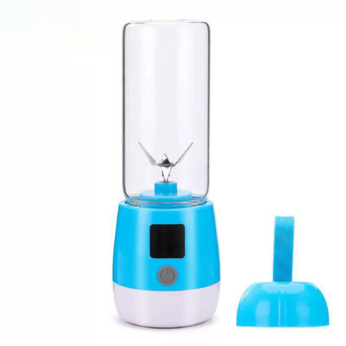 (Blue) Multifunction Mini Juicer Food Milkshake Fruit Maker Machine USB Rechargeable Blender Camping Picnic