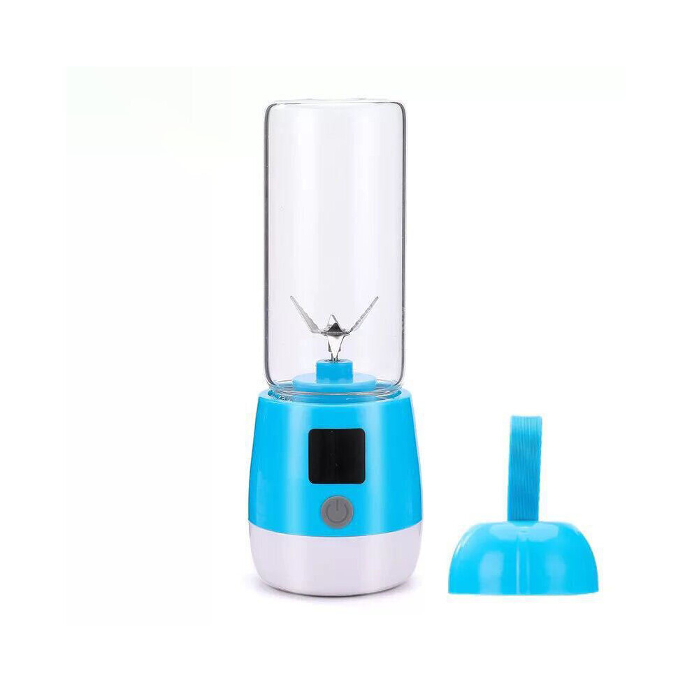 (Blue) Multifunction Mini Juicer Food Milkshake Fruit Maker Machine USB Rechargeable Blender Camping Picnic