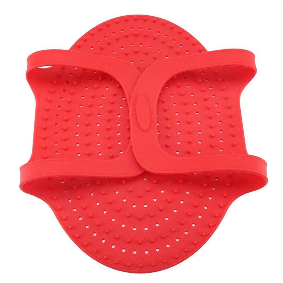 (Red) Large Silicone BBQ Mat Heat Resistant Non-Stick Oven Barbeque Meat Pad Turkey Poultry Lifter