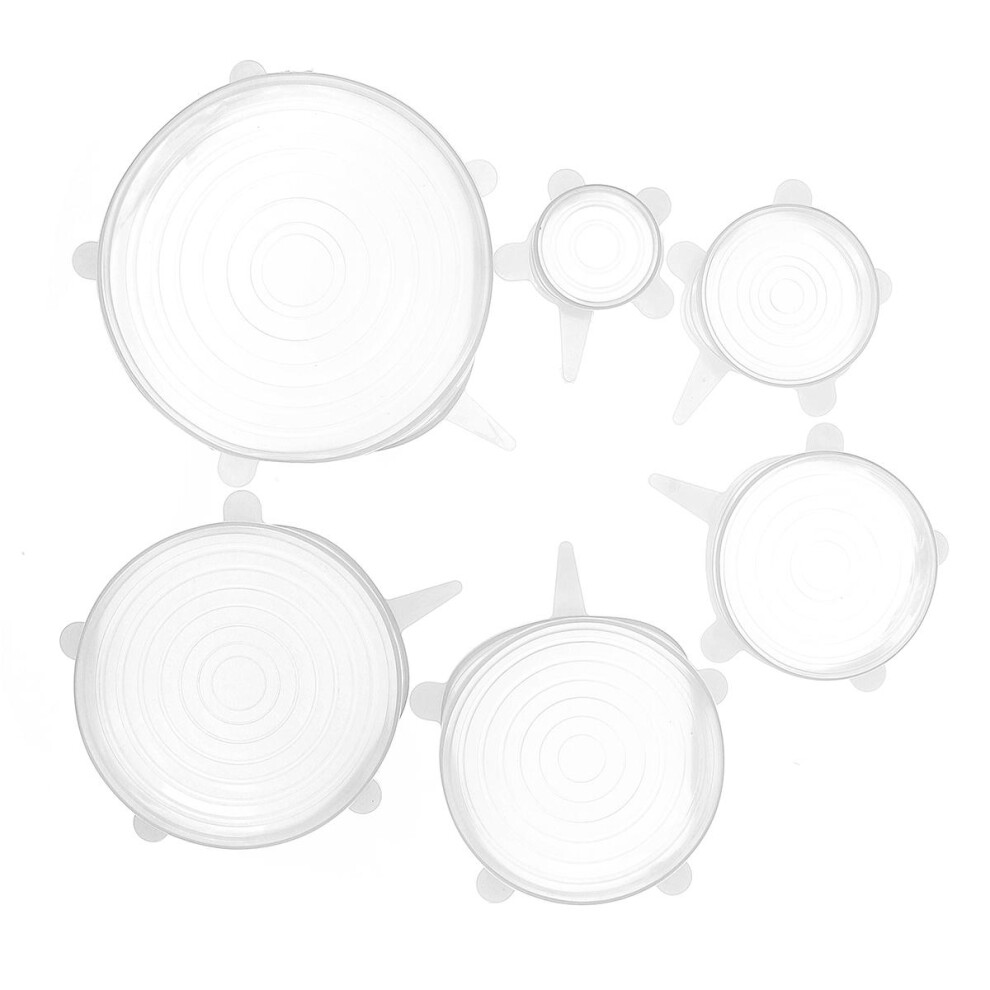 (white) 6Pcs / Set Silicone Wrap Stretch Universal Lid Camping Kitchen Vacuum Seal Suction Food Wrap Covers
