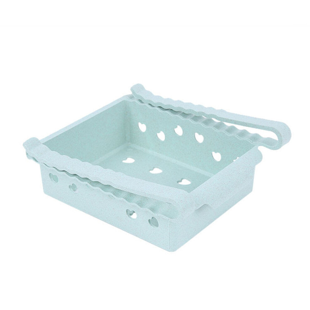 (Green) 2L Refrigerator Storage Rack Food Organizer Shelf Box Pull-out Drawer Holder Camping Picnic