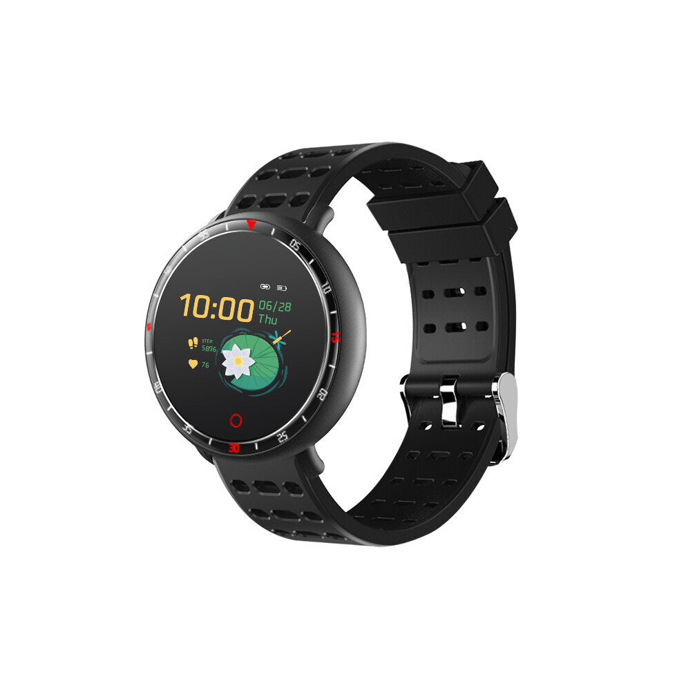 (Black) Heart Rate Blood Pressure O2 Monitor Weather Push Bluetooth Music Smart Watch Black 9495687795003