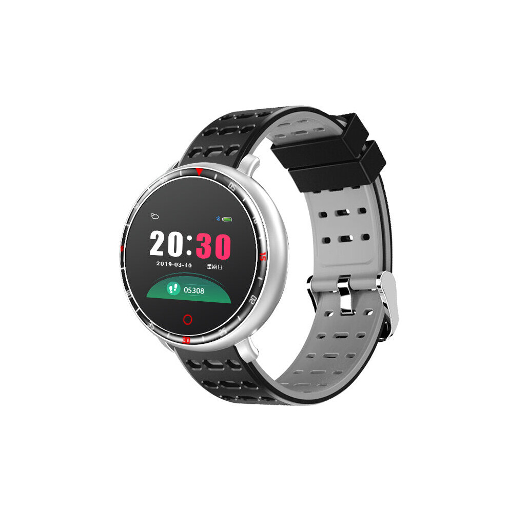 (Grey) Heart Rate Blood Pressure O2 Monitor Weather Push Bluetooth Music Smart Watch Grey 9495687794983
