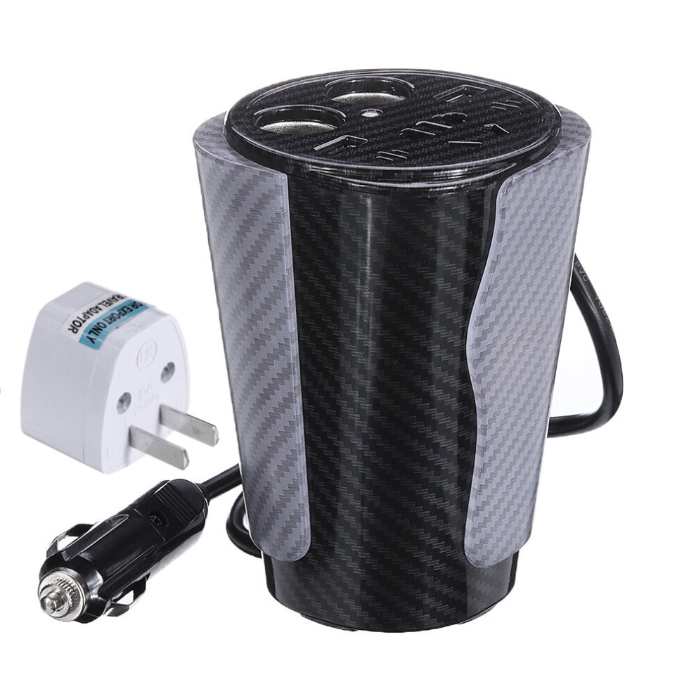 (12V-110V) 600W Peak Cup Style Power Inverter DC 12V to AC 110/220V Converter with Voice Control LED Atmosphere Lamp for Car Home Outdoor