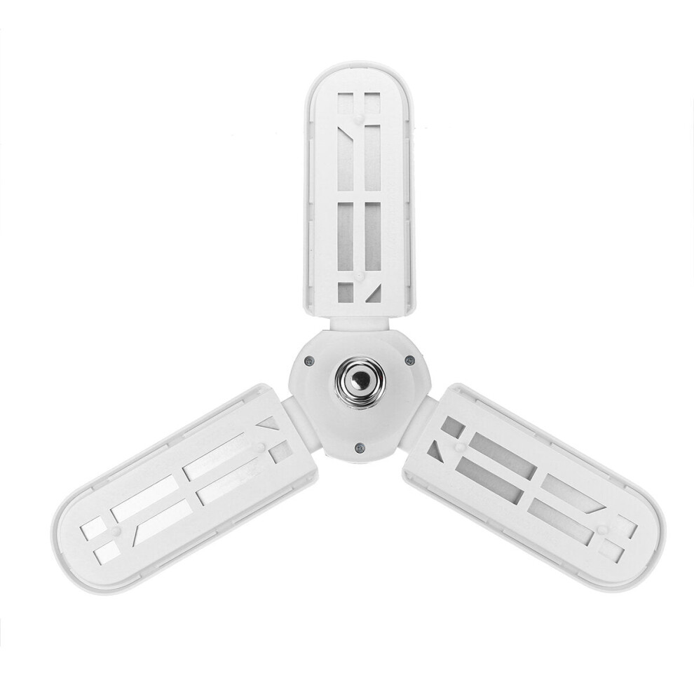 (White) AC165-265V 45W E27 3 Blade LED Garage Light Deformable Ceiling Lamp Fixture Workshop Bulb
