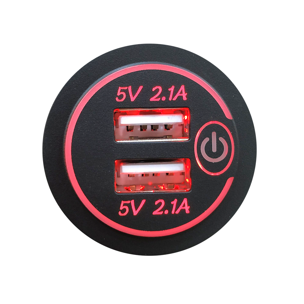 (Red Light) 12-24V Universal 4.2A Dual USB Charger Socket Power Outlet Voltmeter for Car Boat Motorcycle Marine RV Wire Fuse DIY Kit
