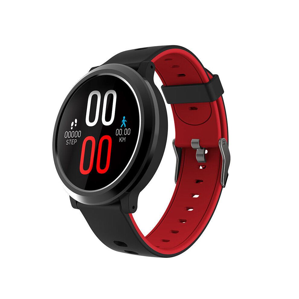(Red) Metal Bezel Replacement Strap 3D Ui Hr Blood Pressure Sms Reminder Stopwatch Smart Watch Red 9495687795096