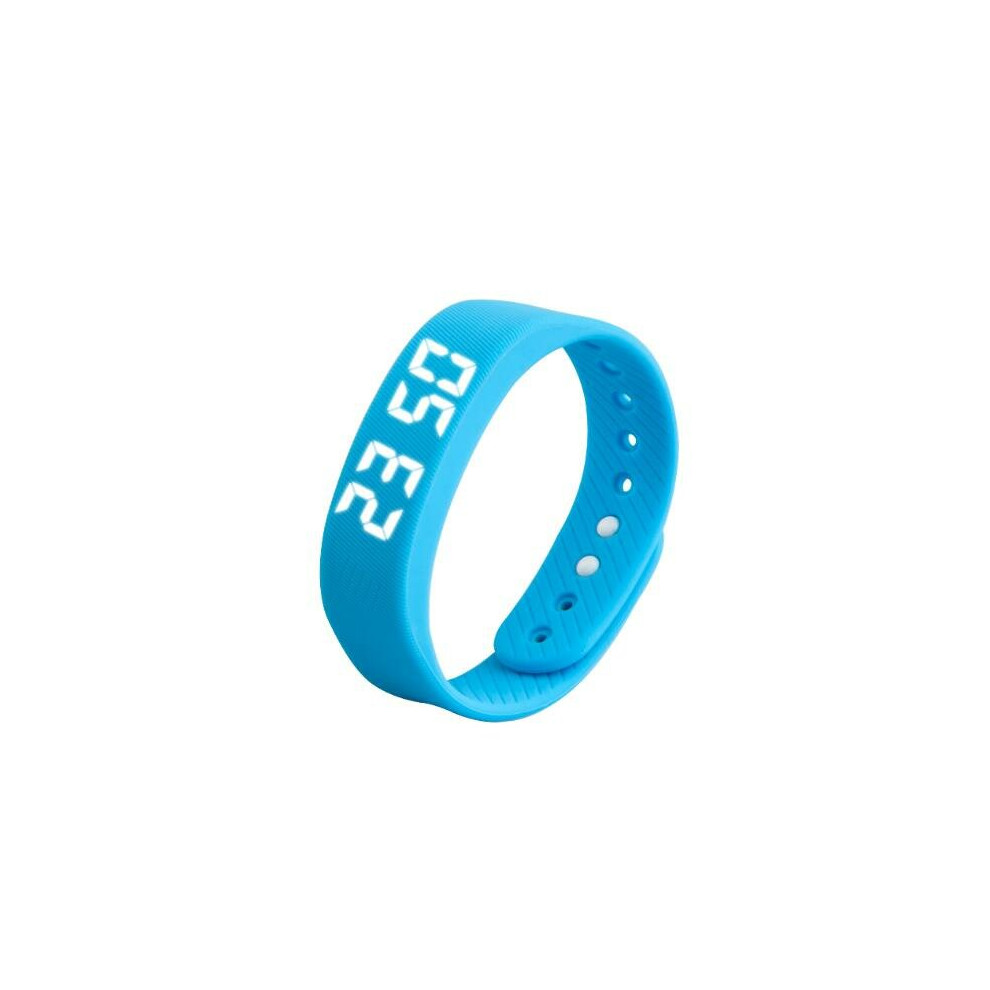 (Blue) Smart Sport Bracelet Auto Date Podemeter LED Display Five Colors Women Men Wristwatch