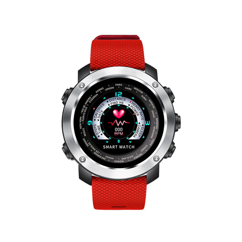 (&Silver) Dynamic Ui Heart Rate Monitor Message Reminder Remote Camera Smart Watch Red/Silver 9495687794082