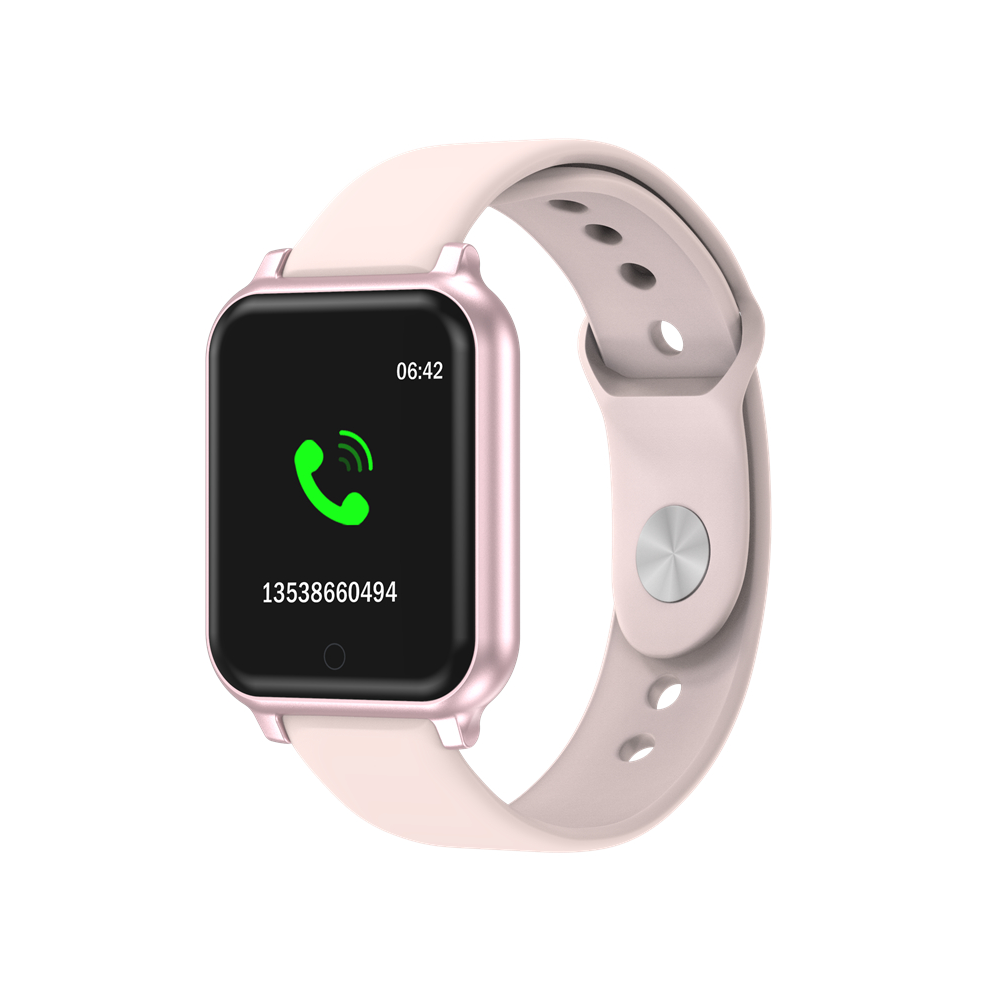 (Rose ) Blood Pressure O2 Monitor Metal Bezel Wristband Gps Motion Track Sms Reminder Music Control Smart Watch Gold 9495687794440