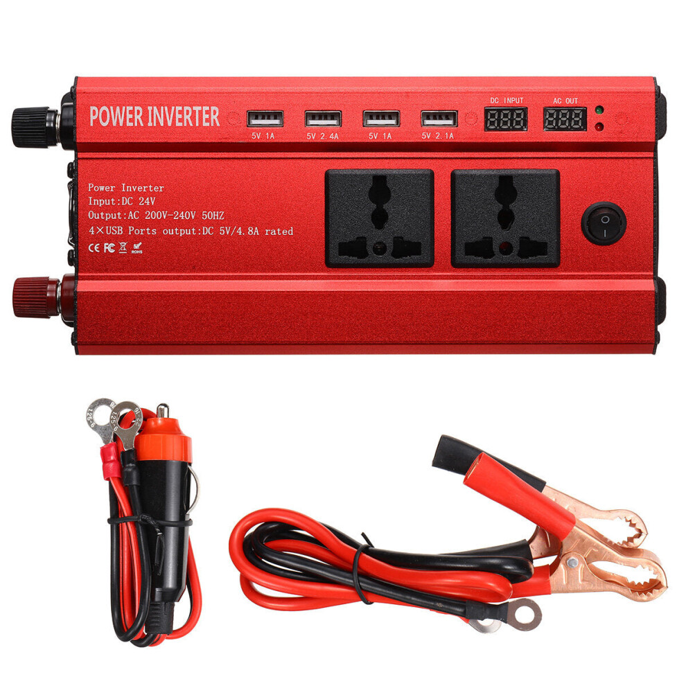 (24V-220V) 3000W 12/24V DC To 110/220V AC Car Inverter Modified Sine Wave Converter 4 USB Output LED Display Universal Plug