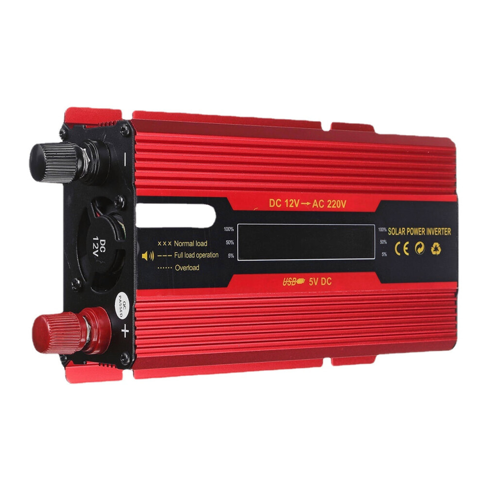 (350W) 1500W/2500W/3500W Peak Red Solar Power Inverter DC12V To AC220V Modified Sine Wave Converter with LCD Screen for Car Home