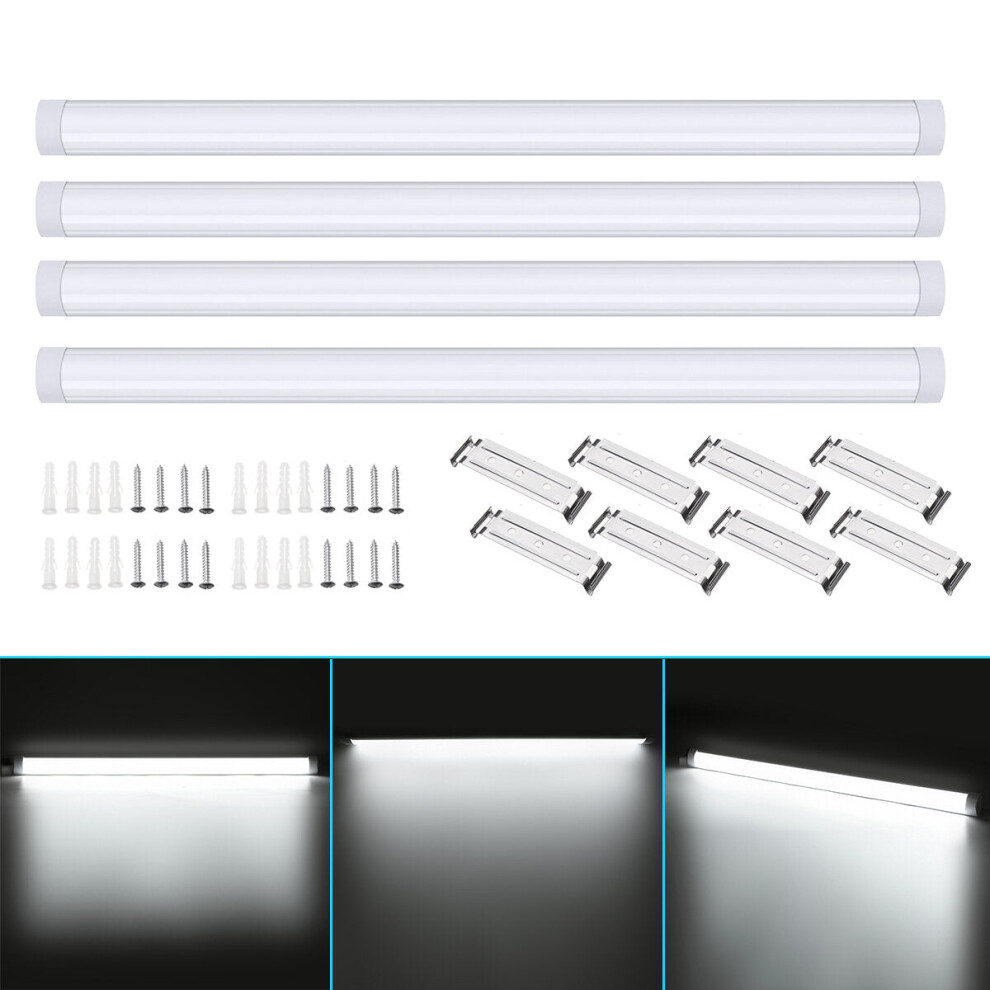 (White) 4Pcs 120cm AC85-265V LED Surface Mount Lights 2835SMD LED Batten Linear Tube Light for Office Supermarket Home