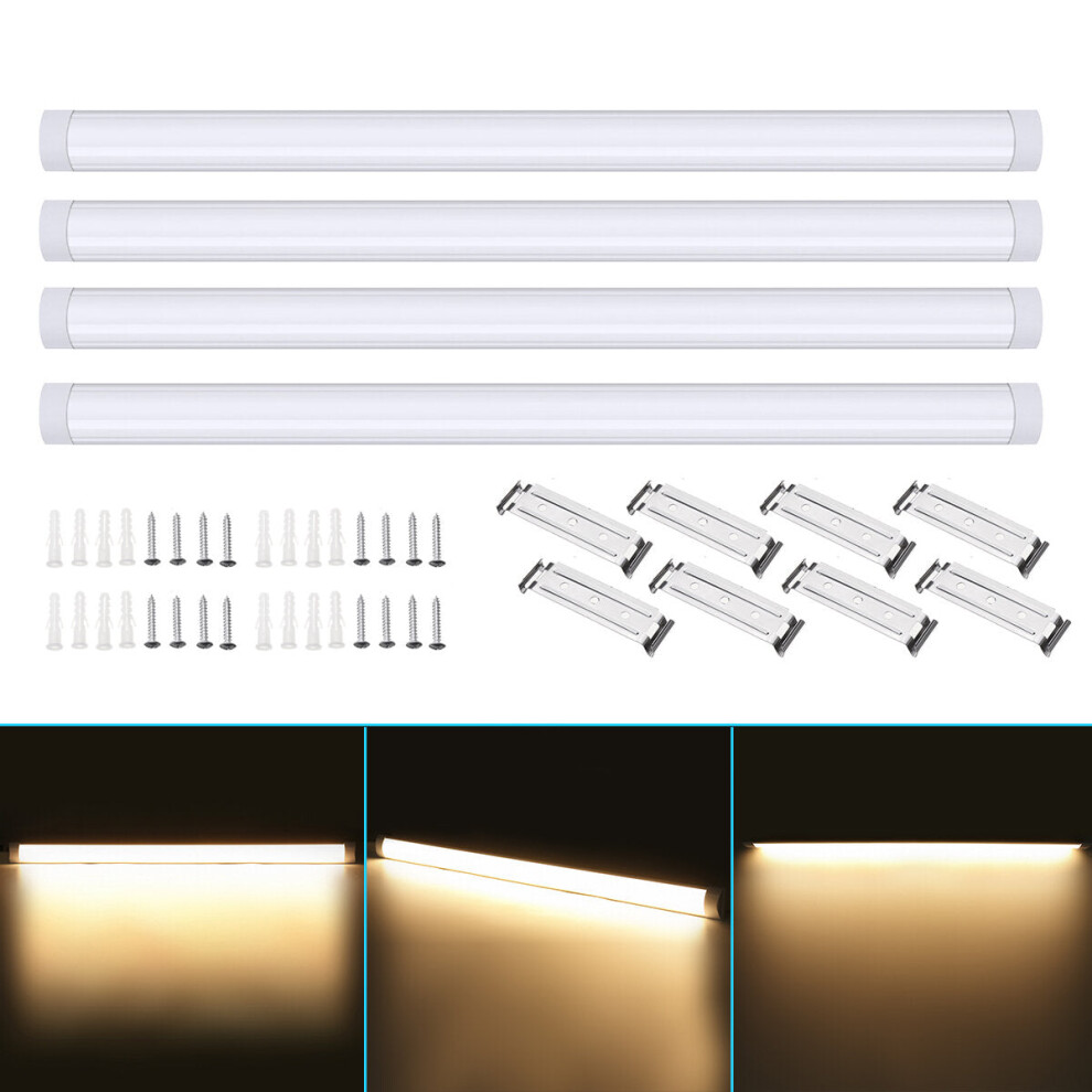 (Warm White) 4Pcs 120cm AC85-265V LED Surface Mount Lights 2835SMD LED Batten Linear Tube Light for Office Supermarket Home