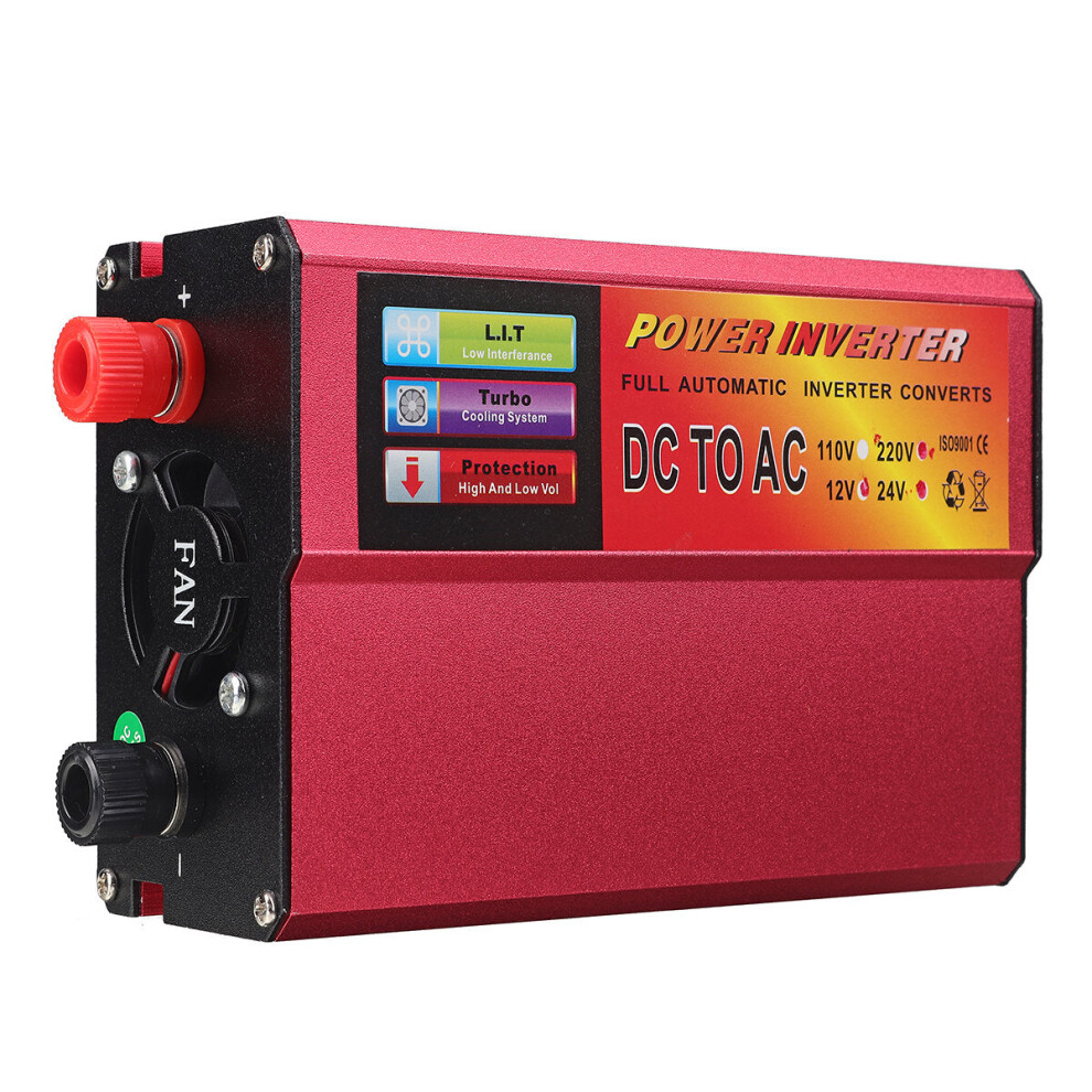 (500W) 500/1000/1500W LED Car Vehicle RV Power Inverter DC12V/24V to AC220V Converter