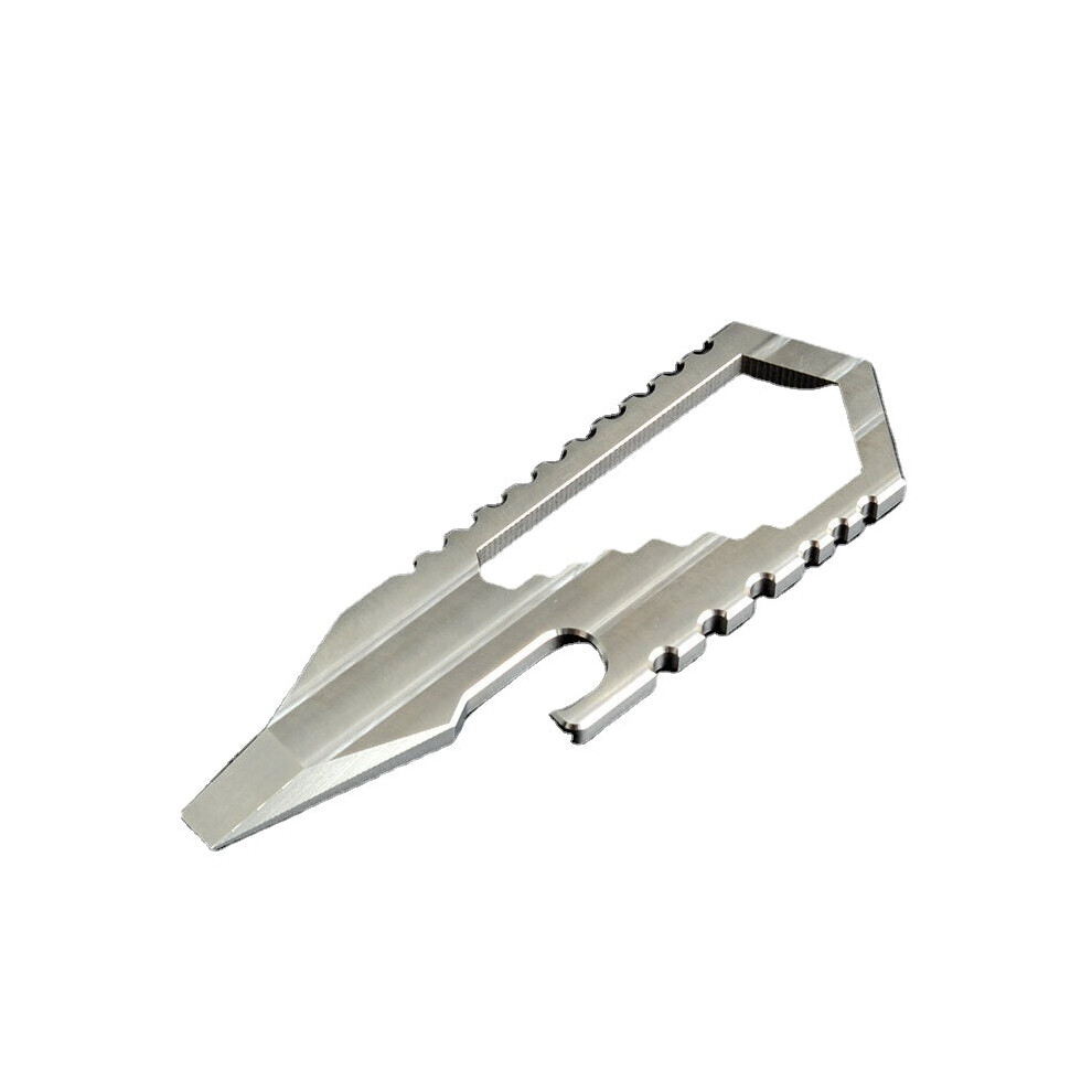(Silver) 4-in-1 EDC Mini Multitools Pocket Keychain Wrench Slotted Screwdriver Bottle Opener Portable Outdoor Camping Climbing