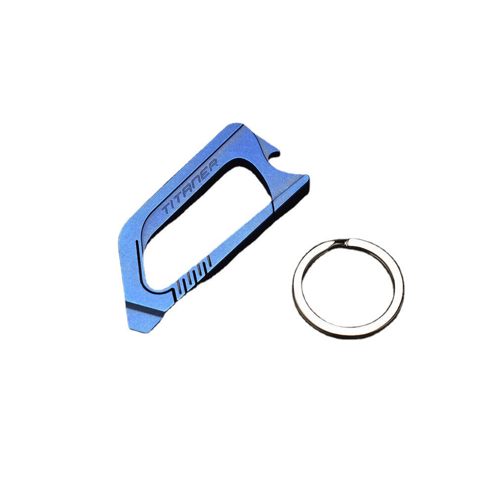 (Blue) Titanium Alloy Multitools Edc Mini Pocket Carabiners Slotted Screwdriver Bottle Opener Portable Keychain Outdoor Camping Climbing 6112212498910