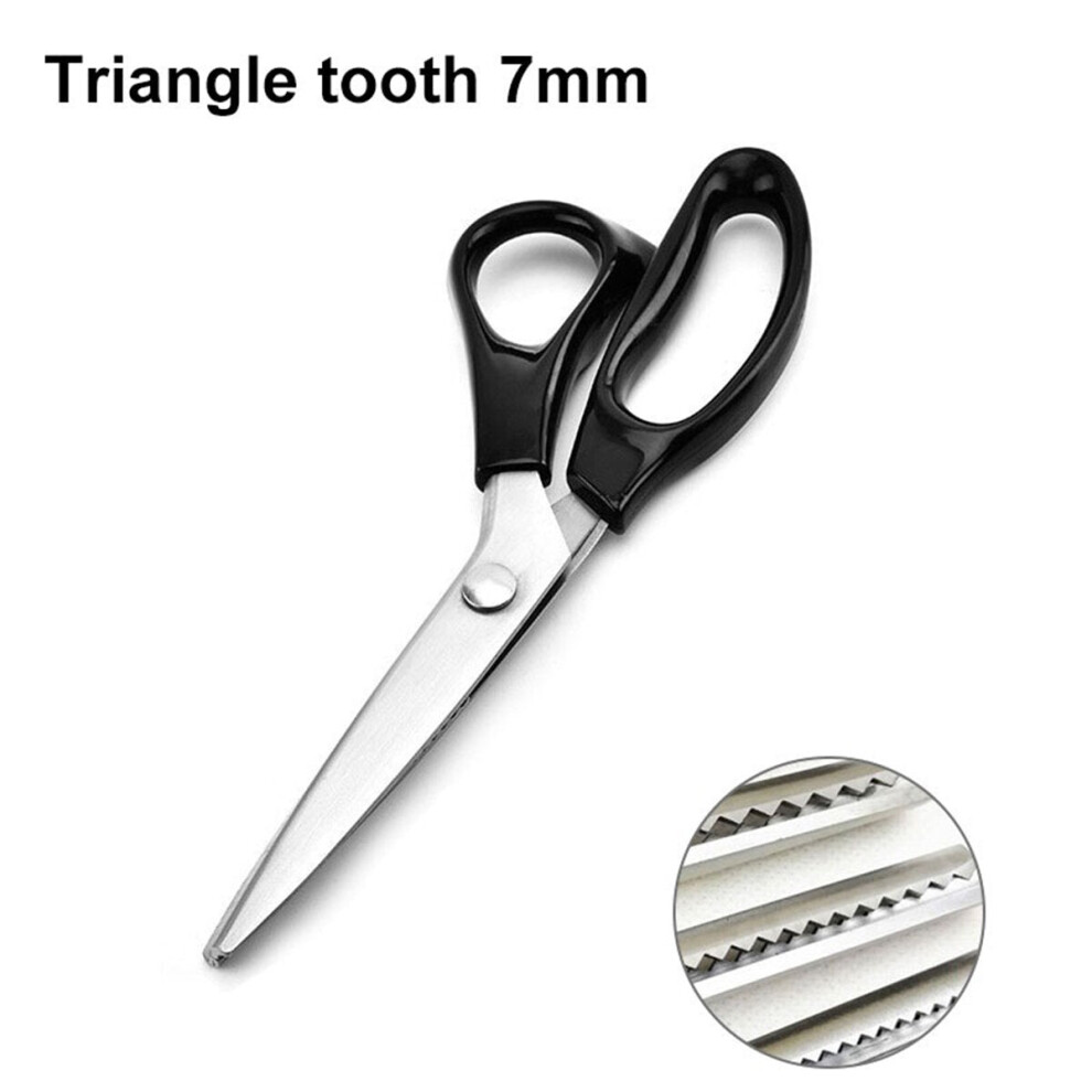(Circle Arc Tooth 7mm) Circle Arc/Triangle Tooth Scissor Leather Handicraft Shear Scissors Fabric Edge Cutting Tools