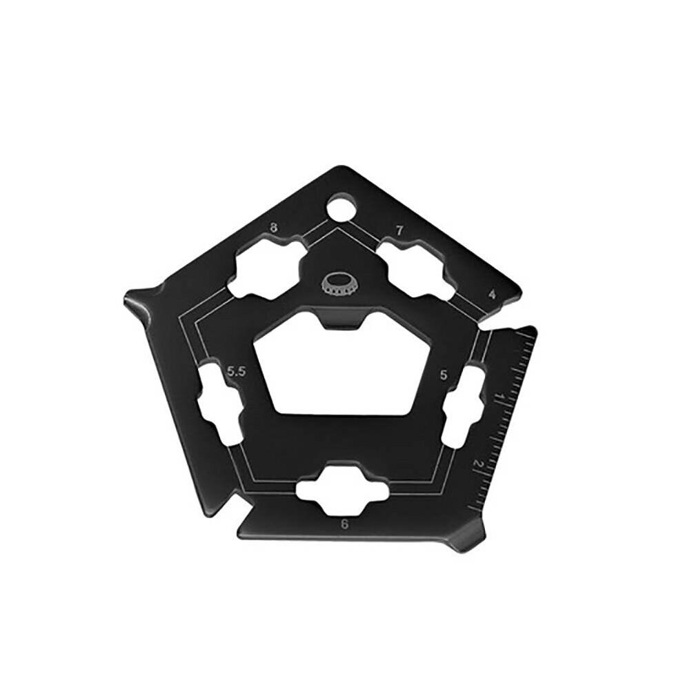 (Black) 12-in-1 Multifunctional Wrench Bike Repair Tool Carbon Steel EDC Outdoor Pentagon Wrench Tool