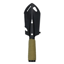 (Black) 7-in-1 Tactical Shovel EDC Multifunction Survival Spade Peeler Saw Bottle Opener Screwdriver Hexagonal Wrench Camping Emergency Tools