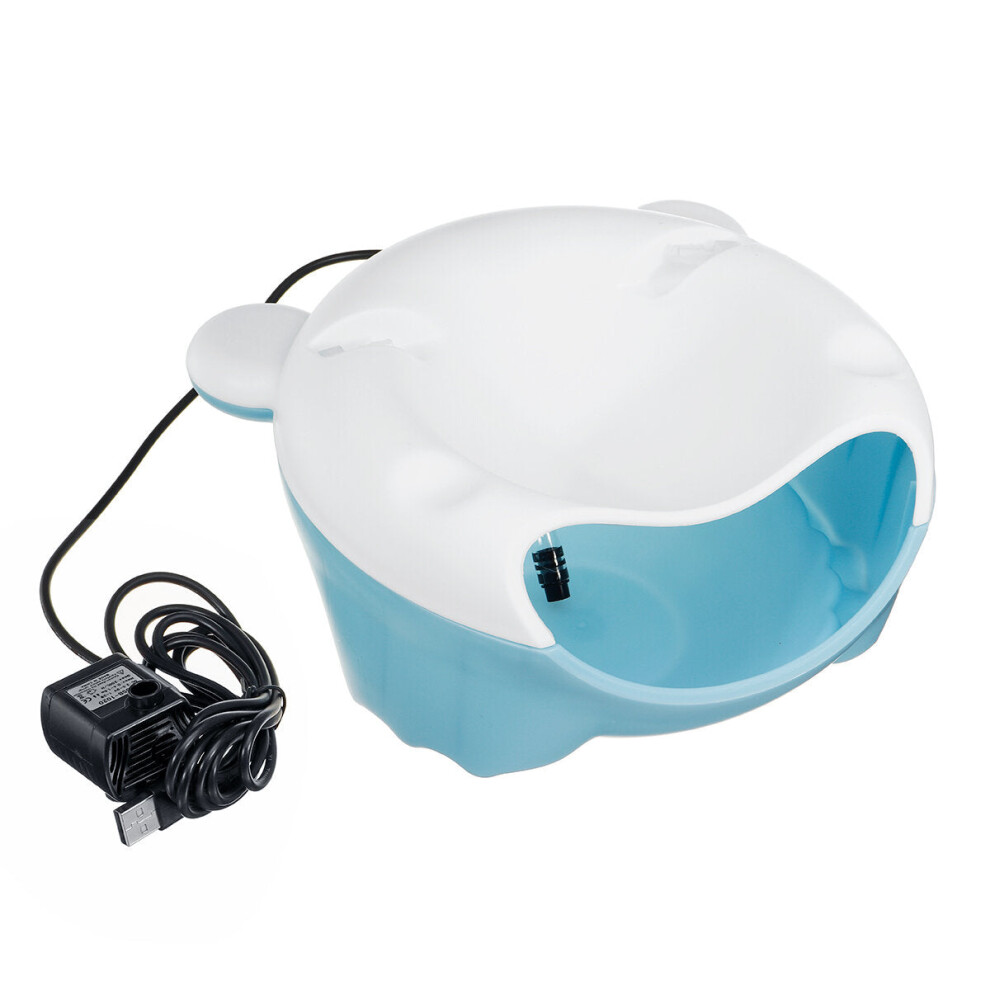 (Blue white) Automatic Small Pet Cat Dog Water Source Fountain Dispenser Drinking Cup Bowl