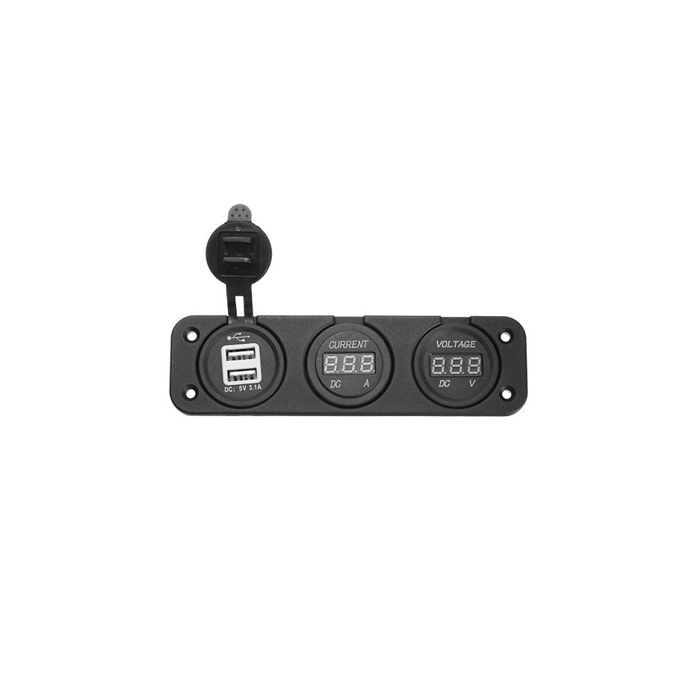 12V/24V Car Motorcycle 3 in 1 Digital Volt Meterr Ammeter USB Car Charger Socket